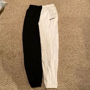 white and black sweats